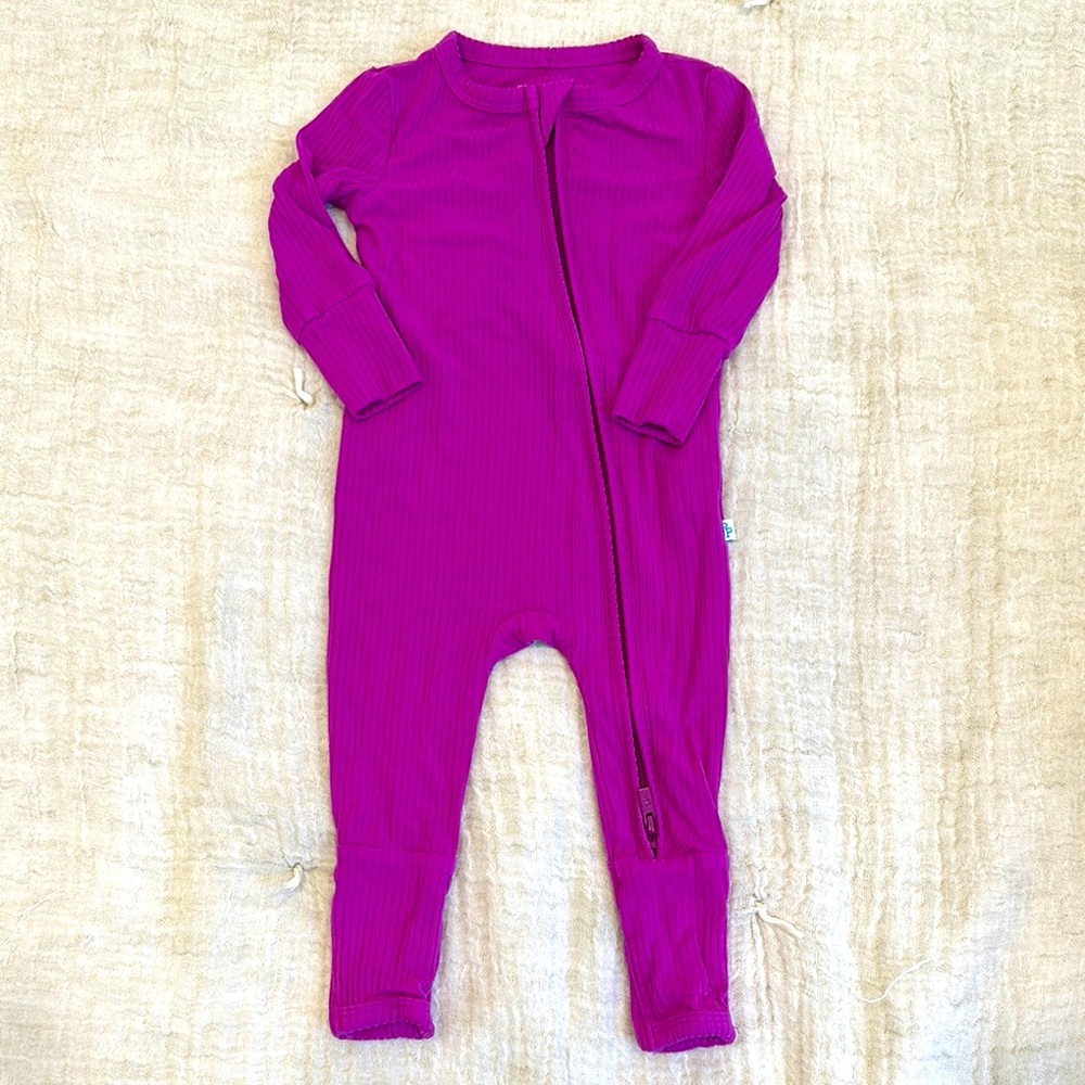 Posh Peanut Magenta Ribbed Footie PJs Size 3-6M